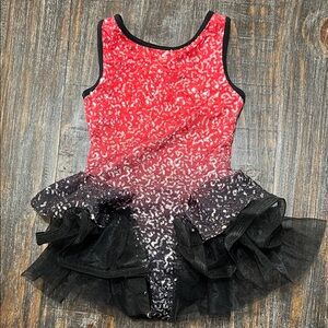 Weissman Red and Black Sequin Kids Dance Costume